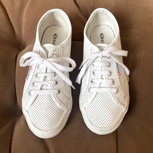 Superga Perforated Leather White Sneakers